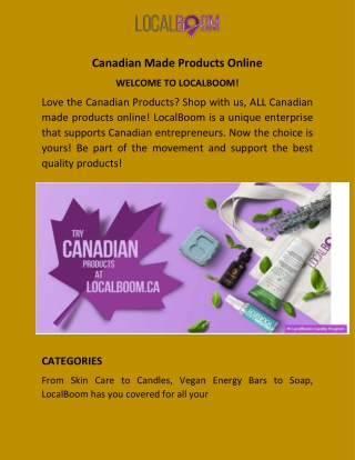 Canadian Made Products Online - Localboom