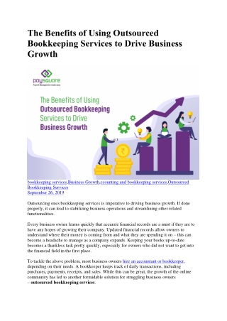The Benefits of Using Outsourced Bookkeeping Services to Drive Business Growth