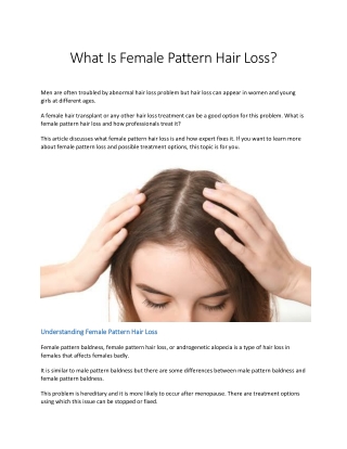 What Is Female Pattern Hair Loss?