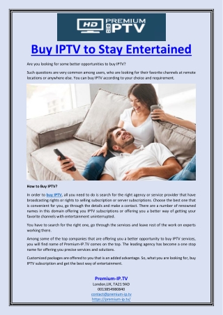 Buy IPTV to Stay Entertained