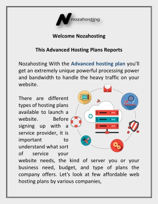 This Advanced Hosting Plans Reports