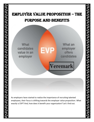 Employer Value Proposition – The Purpose and Benefits