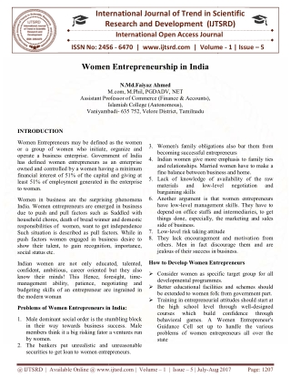 Women Entrepreneurship in India