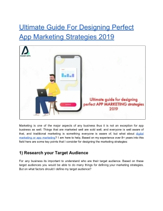 Ultimate Guide For Designing Perfect App Marketing Strategies 2019