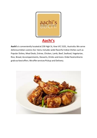 25% Off -Aachi's-Kew - Order Food Online