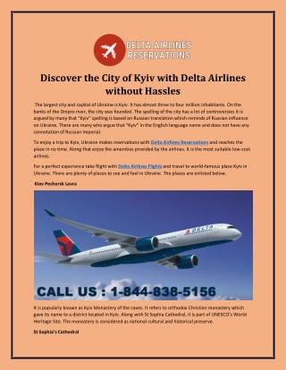 Discover the City of Kyiv with Delta Airlines without Hassles