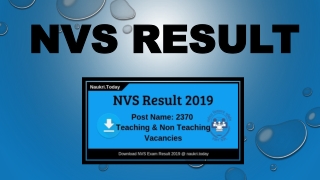 NVS Result 2019 Download Teaching & Non Teaching Cut off Marks, Merit