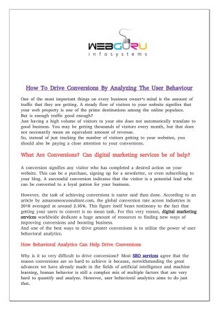 How To Drive Conversions By Analyzing The User Behaviour