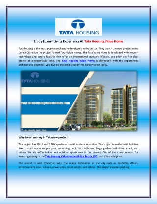 Tata Housing Value Homes