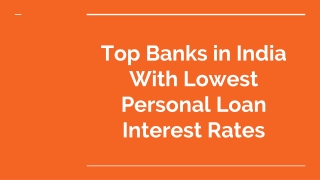 Top Banks in India With Lowest Personal Loan Interest Rates