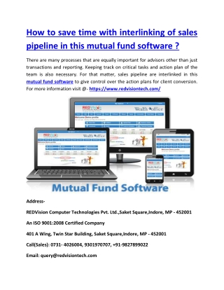 How to save time with interlinking of sales pipeline in this mutual fund software ?