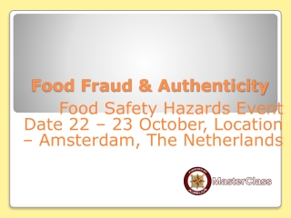 Food Fraud & Authenticity training