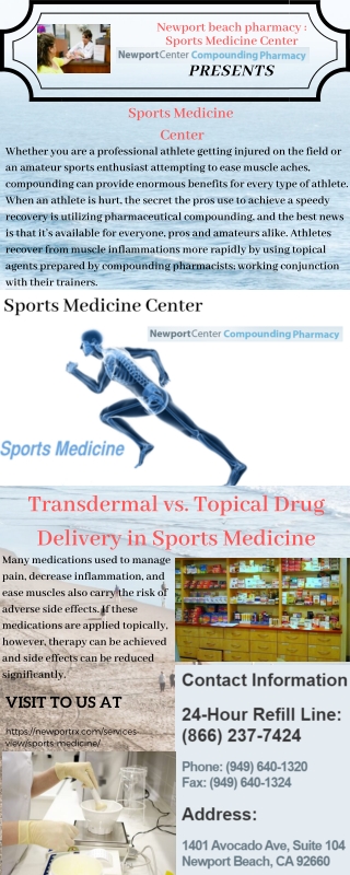 Newport Beach pharmacy: Sports Medicine Center