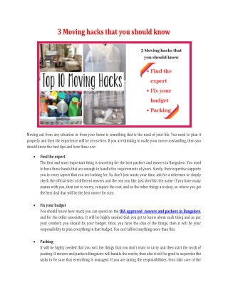 3 Moving hacks that you should know