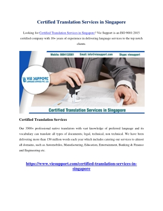 Certified Translation Services in Singapore