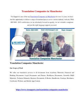 Translation Companies Manchester