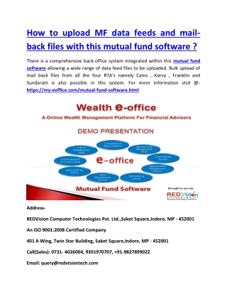 How to upload MF data feeds and mail-back files with this mutual fund software ?