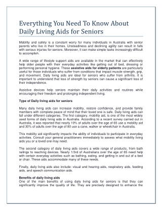 Everything You Need To Know About Daily Living Aids for Seniors