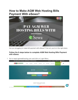 How to Make AGM Web Hosting Bills Payment With eSewa?