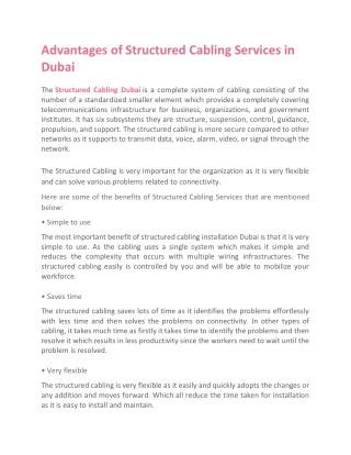 Structured Cabling Services in Dubai - VRS Technologies