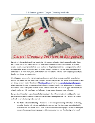 5 different types of Carpet Cleaning Methods