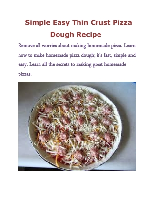 Simple Easy Thin Crust Pizza Dough Recipe