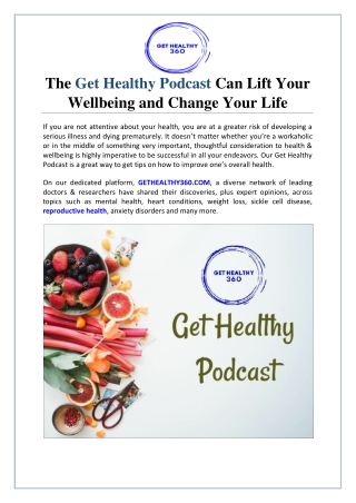 The Get Healthy Podcast Can Lift Your Wellbeing and Change Your Life