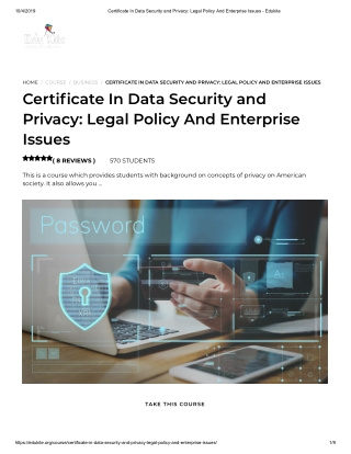 Certificate In Data Security and Privacy_ Legal Policy And Enterprise Issues - Edukite