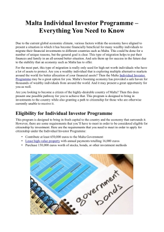 A Complete Guide to Malta Individual Investor Programme