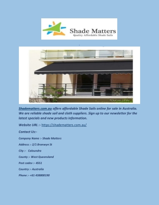 DIY Shade Sails for Sale - Shadematters.com.au