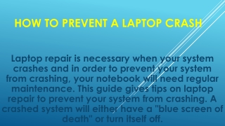 How to Prevent a Laptop Crash