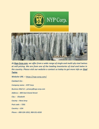 NYP Corp - Bulk Sisal Twine at NYP Corp