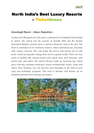 North India’s Best Luxury Resorts – TicketGoose