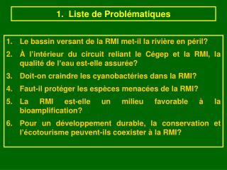 1. Liste de Problématiques