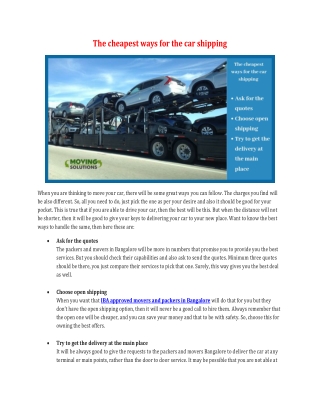 The cheapest ways for the car shipping