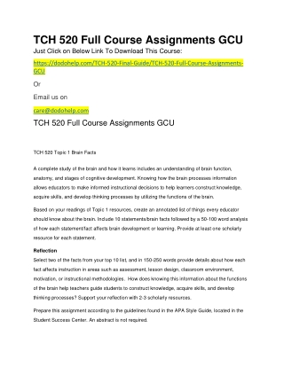 TCH 520 Full Course Assignments GCU