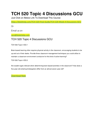 TCH 520 Topic 4 Discussions GCU