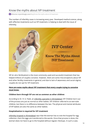 Know the myths about IVF treatment