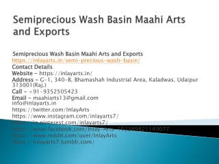 Semiprecious Wash Basin Maahi Arts and Exports