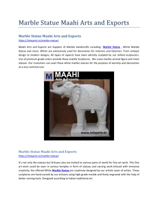 Marble Statue Maahi Arts and Exports