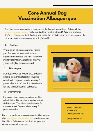 Core Annual Dog Vaccination Albuquerque