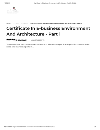 Certificate In E-business Environment And Architecture - Part 1 - Edukite