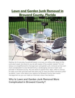 Lawn and Garden Junk Removal in Broward County, Florida