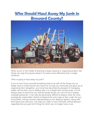 Who Should Haul Away My Junk in Broward County