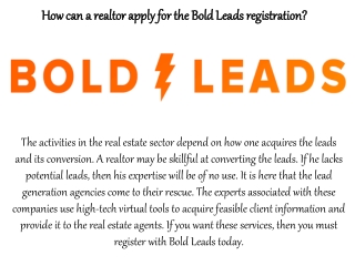 How can a realtor apply for the Bold Leads registration?