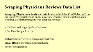 Scraping Physicians Reviews Data List