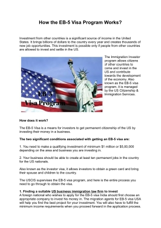 How the EB-5 Visa Program Works?