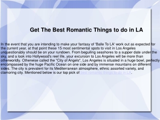 Romantic Things to do in Los Angeles