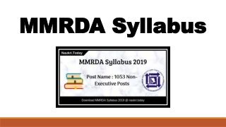 MMRDA Syllabus 2019 | Download Syllabus for 1053 Non-Executive Posts