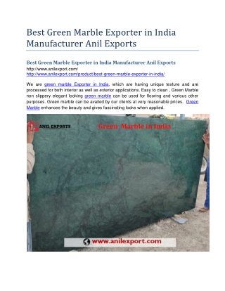 Best Green Marble Exporter in India Manufacturer Anil Exports